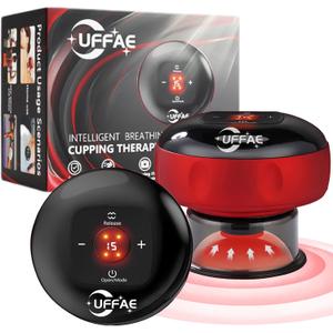 5-in-1 Electric Cupping Therapy Set, Smart Cupping Therapy Massager, 12 Levels of Suction Strength and Temperature Controlfor Targeted Pain Relief, Portable Electric Cupping Device (Red-one Pack)