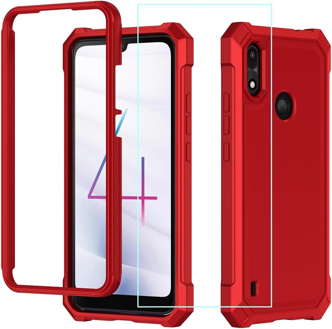 for Gabb Phone 4 Case with Screen Protector,Gabb 4 Phone Case Front Silicone Bumper Frosted PC Back Full Body Protection Military Grade Rugged Corner Cover for Kids Teens Red