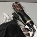 slopehill Mini Travel Dual Voltage Hair Dryer Brush,1000 Watts Hot Air Brush with European Plug, Ionic Hair Dryer and Styler for Women, Oval Barrel 2 Heat & 2 Speed Settings for International Travel (Black)