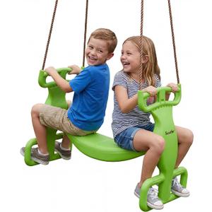 Swurfer Glider Swing for Kids - Outdoor Dual Swingset for Backyard Playset, Back-to-Back Swingset Accessories, Kids Outdoor Play Equipment, Heavy Duty, Easy Install, Up to 150lbs, Age 3+, Green/Brown