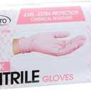 ForPro Professional Collection Disposable Nitrile Gloves, Chemical Resistant, Powder-Free, Latex-Free, Non-Sterile, Food Safe, 4 Mil, Pink, Medium, 100-Count