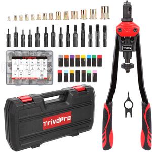TrivdPro Rivet Nut Tool Kit Rivnut 16" Rivnut Tool Kit Professional RIV Nut Tool Kit with 200pcs Nutsert Tool Kit & 15 Interchangeable Mandrels, Rivet Nut Rivet Tool Kit with Rugged Carry Case