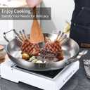 Inqibee 14 Inch Stainless Steel Paella Pan with Lid, Large Frying Pan Skillet with Double Riveted Handles, Wide Shallow Paellera for Stovetop, Induction Compatible, Oven Safe, Dishwasher Safe