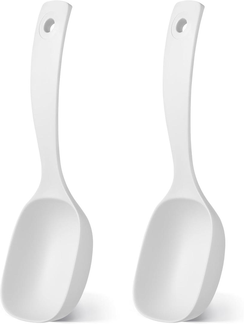 2Pcs Large Soup Ladle with Long Handle Ergonomic Porridge Spoon for Home Restaurant and Canteen Use Ideal for Soup Rice and More