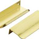 Ravinte Hardware 30 Pack Gold Cabinet Handles, 4 Inch (102mm) Finger Edge Pulls, 3 Inch Hole Center, Finger Pulls for Cabinets