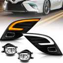 LED Fog Light with 3-Colors DRL for 2018-2020 Toyota Camry SE/XSE/TRD,White DRL,Amber Turn Signal light, Blue light for Night, Front Bumper Fog Lamp Replacement Kit,Include DRL Fog Harness