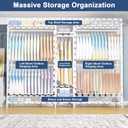 Ulif E12C Max Heavy Duty Closet Organizer System，Freestanding Clothing Rack, Adjustable Garment Rack 83" W x 16" D x 76.5" H Holds 1060 lbs, White Clothing Rack with White Dustproof Cover