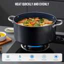 Induction Cookware Set 6-Piece, Stackable Kitchen Cooking Pots Set, 6qt 4.8qt & 2qt Pots with Lids, Dishwasher Safe & Oven Safe, Compatible with All Stoves, Black