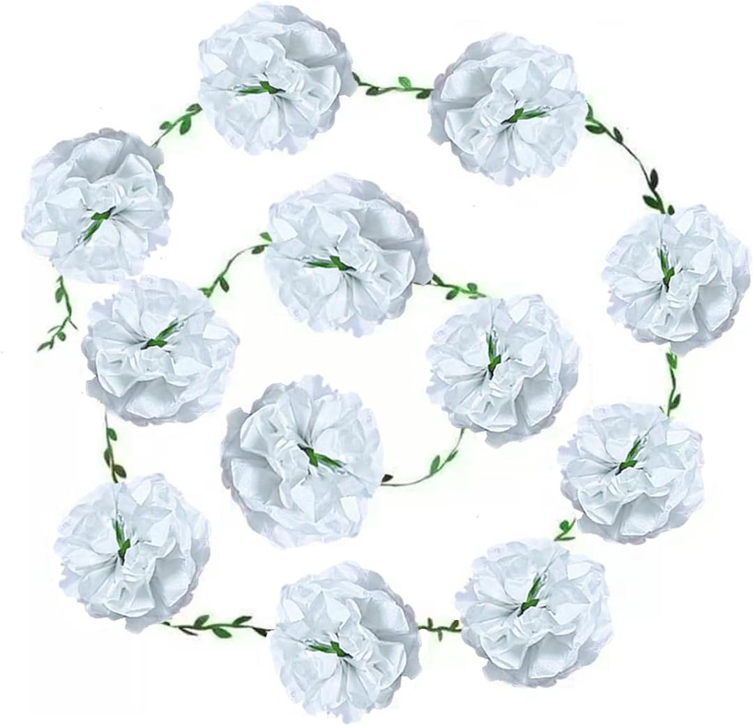 BIG KEYS 4-Piece Set of Paper Flowers, Garland Decorations, White Paper Ball Garlands, Suitable for Birthday Decorations, Baby baptisms, Wedding engagements, Wedding banquets, and Christmas..