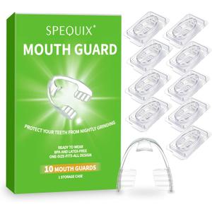 Mouth Guard for Grinding Teeth at Night, 10-Pack Night Guards for Teeth Grinding Comfortable Fit for Sleeping, Universal Size, Individually Wrapped, BPA-Free