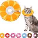 Cat Cone Collar Soft, Adjustable Cat Recovery Collar for Small Medium Large Cats, Cute Donut E Collar After Surgery, Anti-Lick Wound Healing Elizabethan Cone for Kittens (Orange, Medium)