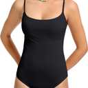 Beautikini Period Swimwear One Piece Leakproof Swimsuit Menstrual Tummy Control Bathing Suit for Teens Girls and Women (Black, M)