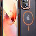 JAME Magnetic for iPhone 13 Case & iPhone 14 Case, [Compatible with Magnetic] [Shockproof Military-Grade Protection] Slim Non-Slip Translucent Matte Phone Case for iPhone 13/iPhone 14 6.1, Orange