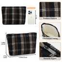 WOZEAH Checkered Makeup Bag for Purse Small Cosmetic Pouch,Stylish Zipper Make up Pouch Travel Canvas Toiletry Bags(Woven Check)