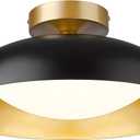 kudos Flush Mount Ceiling Light, 16-inch LED Ceiling Light Fixture, Black and Gold Finish, 24W 2400lm Light Fixtures for Living Room, Kitchen, Bedroom, Hallway, 5CCT Adjustable, KDCL02-BK