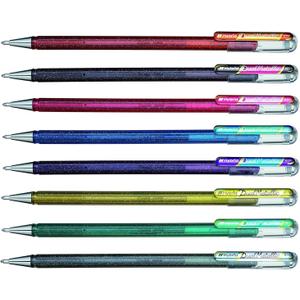 Pentel Hybrid Dual Metallic Liquid Gel Roller Pen YK110/8-M - Pack of 8 Pens in 16 Shimmering Metallic Colours