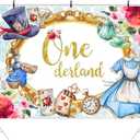 Ticuenicoa 7x5ft Tea Party Onederland Backdrop for Girl's 1st Birthday Tea Party Wonderland Photography Background & Decor Supplies