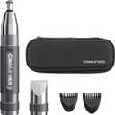 Conair Men Ear, Nose and Eyebrow Trimmer, Patented 360 Bevel Blade for No Pulls, Nicks or Cuts, Nose Hair Trimmer for Men, Non-Slip Grip, 5-Piece Kit with Travel Case (1 Count (Pack of 1))