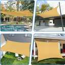 TANG 12' x 14' Sun Shade Sail Rectangle Outdoor Canopy UV Block Sunshades for Patio, Square Shade Cloth for Backyard Porch Deck Garden Pergola Cover, Sand