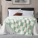 Oversized King Checkered Blanket for Couch - Super Soft Extra Large Throw Blankets for Bed Fluffy Fuzzy Plush Lightweight Cozy Blanket120" x 120",Sage Green