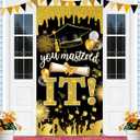 Masters Graduation Banner Class of 2026 Backdrop Sign Mastered It Congrats Grad Decor Black Gold Graduation Decorations for Home Party