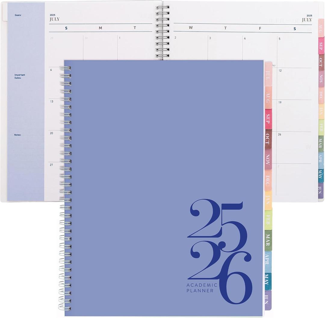 2 x Rileys Academic Planner 2025-2026, Daily, Weekly & Monthly Planner, July 2025 - June 2026, Student Notes Pages, Twin-Wire Binding, Weekly Agenda for School & Work (8.5 x 11-Inches, Blue, Classic)