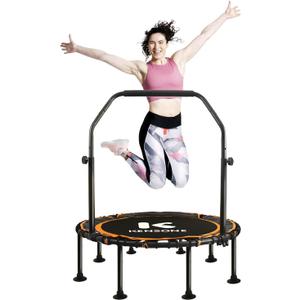 K KENSONE 40/48" Foldable Rebounder Trampoline for Adults with Bungee, 450/550 LBS Quiet Indoor Mini Trampoline for Adults Fitness, Gym Workout, Home Exercise