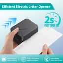 Rechargeable Electric Letter Opener, Automatic Letter Opener Envelope Slitter, Universal Efficient Mail Envelope Openers with Safe Cutting and Portable Design for Office & Home Desks, Black