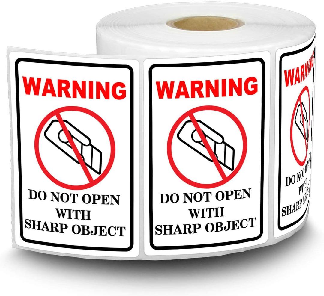300pcs Do Not Open with Sharp Object Industrial Warning Labels 2x3 inch International Special Handling Shipping Pallet Stickers for Christmas Shipping, Handling, Packing, Moving
