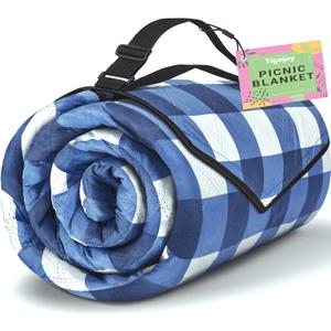 TigeJoy Extra Large Picnic Blanket Waterproof Foldable 80''x100'', Outdoor Picnic Mat Beach Blanket Sandproof for Park, Grass, Travel, Hiking, Camping Essentials, Gingham Picnic Blanket