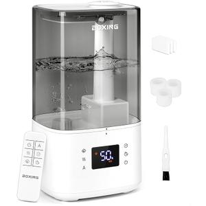 BOXING 6L Warm & Cool Mist Humidifiers for Bedroom, Air Humidfier for Large Room with Remote Control, Auto Mode Perfect for Baby & Plants, Top Fill, Sleep Mode, Timer, Essential Oil Tray, 60H
