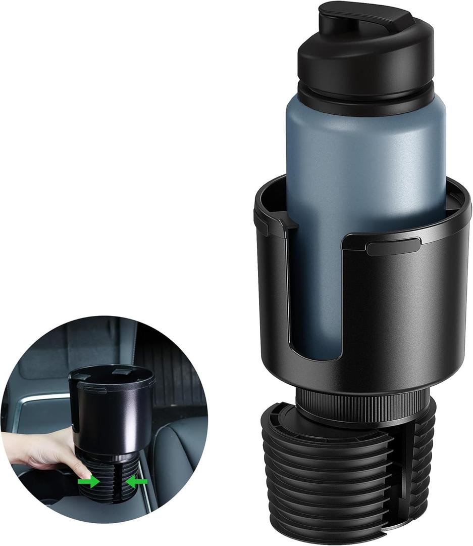Quick-Install Car Cup Holder Expander, Space-Saving Cup Holder for Car with Offset Design, Non-Slip Large Water Bottle Holder Expander, Compatible with Owala, Stanley, Yeti Cups (24oz to 64oz)