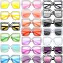 Chumia 20 Pairs Rhinestone Sunglasses Bling Crystal Sunglasses 70s Glitter Disco Glasses Retro Glasses for Women Girls (Multicolor)