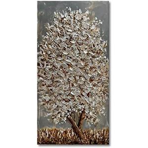 Epicler art Modern Abstract Tree Oil painting 100% Hand-painted Canvas Mural Living Room Bedroom Dining Room Wall Decoration 46x23 Inches