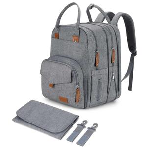 Large Diaper Bag Backpack for Two Kids Twins - Expandable Baby Bag (26-36L), Dual Big Compartments - Includes Changing Pad & Stroller Straps, Unisex Grey Large Diaper Bag Backpack for Two Kids Twins - Expandable Baby Bag (26-36L), Dual Big Compartments - Includes Changing Pad & Stroller Straps, Unisex Grey