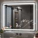 Keonjinn 42 x 36 Inch Lighted Mirrors for Bathroom Wall with Bluetooth Speaker, Frontlit & Backlit LED Bathroom Mirror, Bluetooth Mirror Bathrooms, Tempered Glass, Defogging, 3 Color Lights, Dimmable