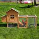 Morngardo Outdoor Chicken Coop for 2-4 Chickens, Wooden Hen House Poultry Cage Rabbit Hutch with Ramp, Nesting Box, Tray, Roosting Bar, 4 Access Areas