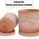 Set of 2 Terracotta Plant Pots 4 Inch 6 Inch, Small Medium Clay Planter Pot, Ceramic Cactus Flower Succulent Pot with Drainage Hole and Saucer for Indoor Outdoor Plants