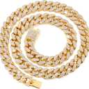 Cuban Link Dog Collar Gold Silver Color Metal Dog Chain Collar Cuban Diamond Chain Pet Collars for Dogs Cats Jewelry 8/10/14/16/18/20/24/28 Inch (22inch, Gold)