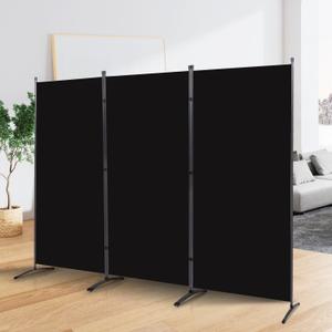 Room Divider Folding Privacy Screens, Portable Room Divider Panel 3 Panel Partition Room Dividers Screen Freestanding Room Partitions and Dividers Fabric Dividers for Room Separation (Black)