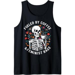 Fueled By Coffee & Feminist Rage Funny Women Lovers Feminism Tank Top Medium