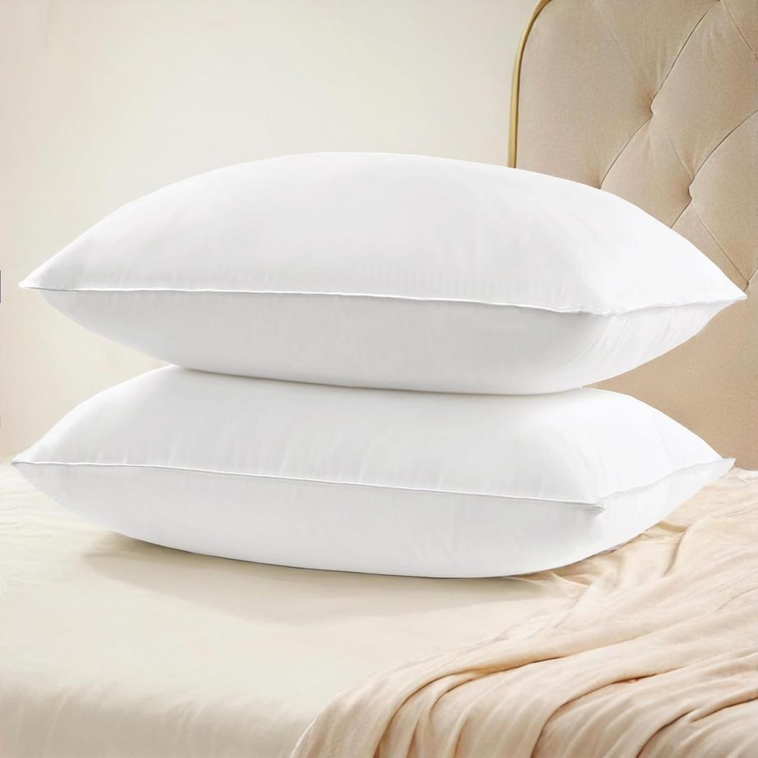 UNIKOME Ultra Soft Pillows Standard Size 24 x 20 Set of 2 - Hotel Collection Luxury 100% Cotton Cover Down Alternative Bed Pillow, Fluffy Pillows for Back, Stomach or Side Sleepers