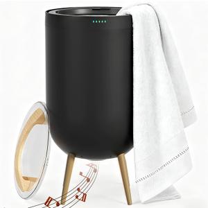 Luxury Towel Warmer Bucket, 23L Large Towel Warmers for Bathroom, with Stand, Ambient Light, Auto Shut Off, Relaxation Mode, Fits Three 40"x70" Towels, Bathrobes, Blankets, Great Gift Idea - Black