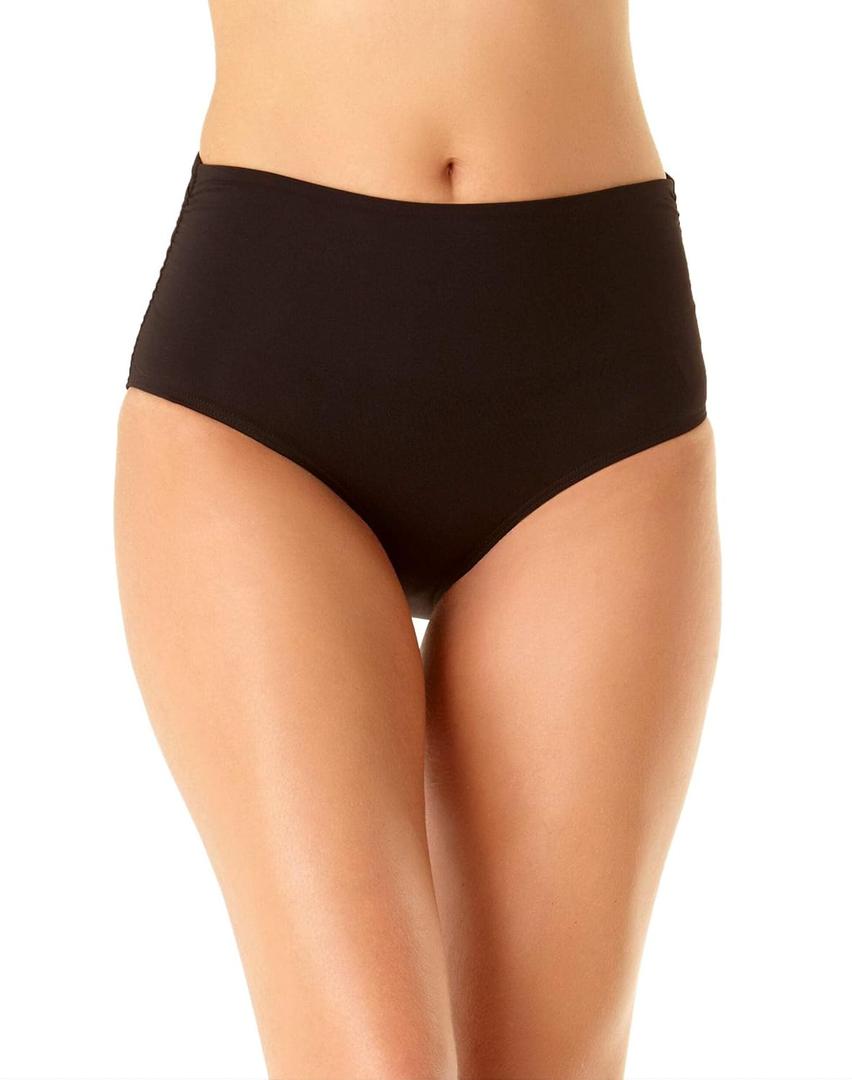 Anne Cole Convertible High Waisted Foldver Bottom (Large, Black)