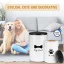 DoubleFill Extra Large 30+14 lbs Metal Dog Food Storage Containers Set of 2 Airtight Dog Treat Snack Jars with Lids and Spoon Farm House Style Big Pet Cookie Storage Bin for Kitchen Counter Gift, White