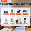 VEVOR Heat Press, Upgrade 5 in 1 Heat Press Machine for T-Shirt Hat Cap Mug Plate Sublimation, 15x15 inch Anti-Scald Fast Swing Away Digital Control Multifunction, Blue