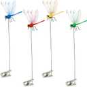 2 x 4 Pcs Dragonfly Clip, 3D Fake Dragonfly Garden Stakes Decor, Dragonfly Hat Clip Garden Stakes Gardening Decoration Insert Plaque Yard Ornaments Outdoors Indoor