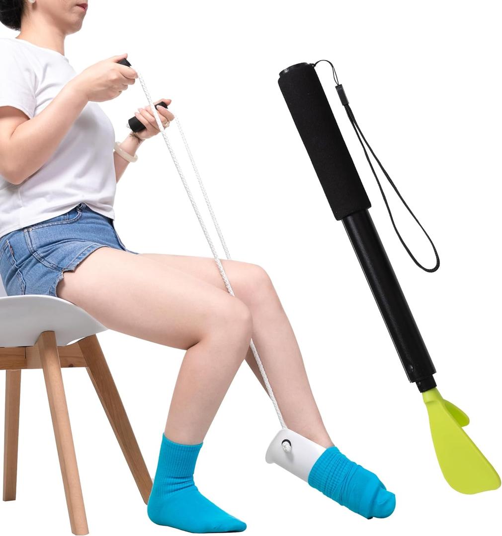 Sock Aid Device for Seniors, Easy On Easy Off Device for Putting On Socks and Removing Socks Or Stockings, Sock Assistant Device No Bending, Sock Puller Aid for Men and Women with Limited Mobility