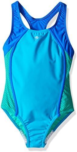 Speedo Girl's Swimsuit One Piece Closed Racerback Size 12