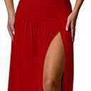 Memoriesea Women's Sexy One Shoulder High Split Ruched Cocktail Party Formal Maxi Dress (Red),Size S